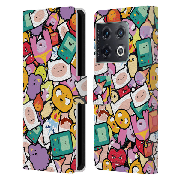 Adventure Time Graphics Pattern Leather Book Wallet Case Cover For OnePlus 10 Pro
