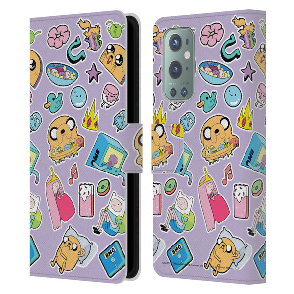 Adventure Time Graphics Icons Leather Book Wallet Case Cover For OnePlus 9