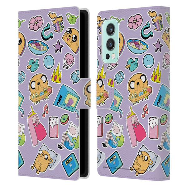 Adventure Time Graphics Icons Leather Book Wallet Case Cover For OnePlus Nord 2 5G