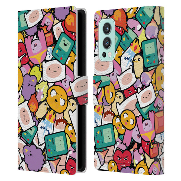 Adventure Time Graphics Pattern Leather Book Wallet Case Cover For OnePlus Nord 2 5G