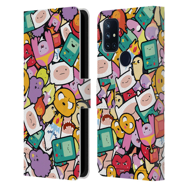 Adventure Time Graphics Pattern Leather Book Wallet Case Cover For OnePlus Nord N10 5G