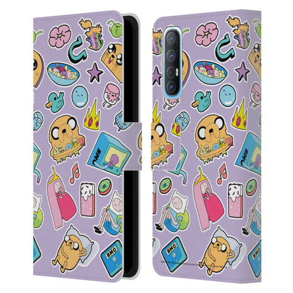 Adventure Time Graphics Icons Leather Book Wallet Case Cover For OPPO Find X2 Neo 5G