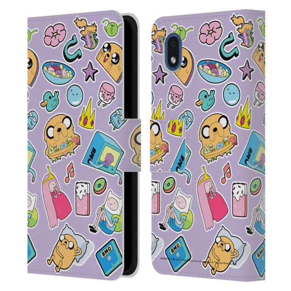 Adventure Time Graphics Icons Leather Book Wallet Case Cover For Samsung Galaxy A01 Core (2020)