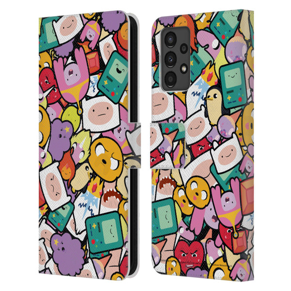 Adventure Time Graphics Pattern Leather Book Wallet Case Cover For Samsung Galaxy A13 (2022)