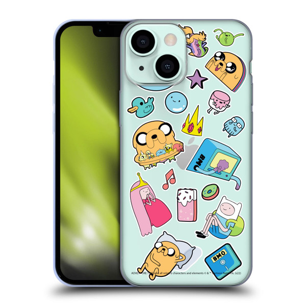Adventure Time Graphics Icons Soft Gel Case for Apple iPhone 13 Mini