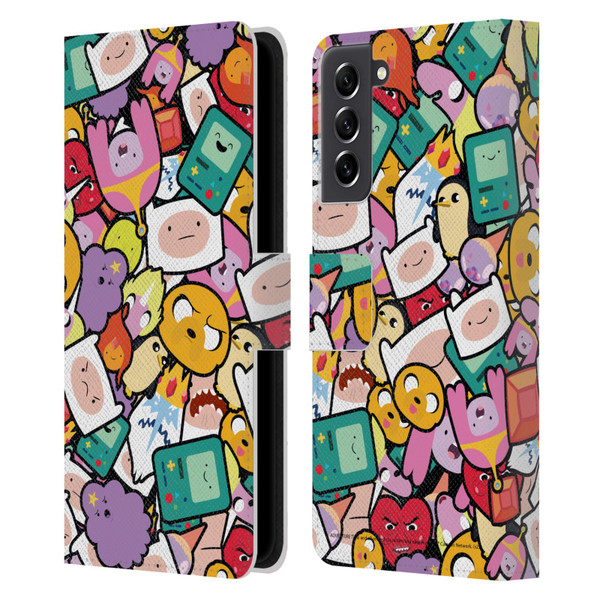 Adventure Time Graphics Pattern Leather Book Wallet Case Cover For Samsung Galaxy S21 FE 5G