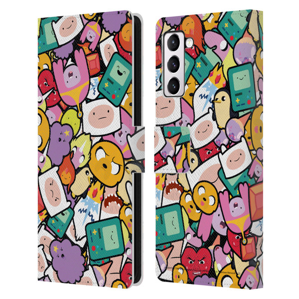 Adventure Time Graphics Pattern Leather Book Wallet Case Cover For Samsung Galaxy S21+ 5G