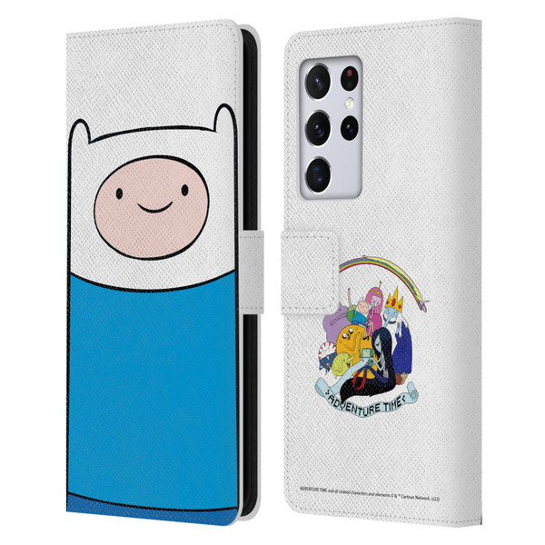 Adventure Time Graphics Finn The Human Leather Book Wallet Case Cover For Samsung Galaxy S21 Ultra 5G