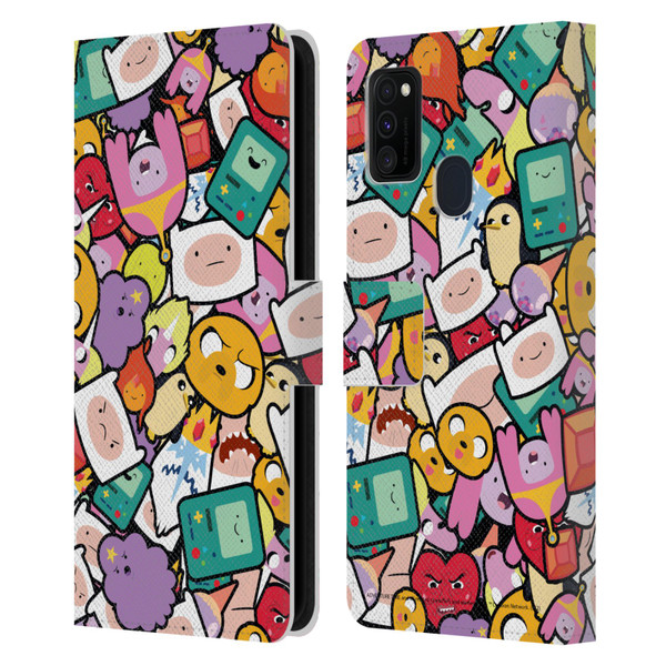 Adventure Time Graphics Pattern Leather Book Wallet Case Cover For Samsung Galaxy M30s (2019)/M21 (2020)