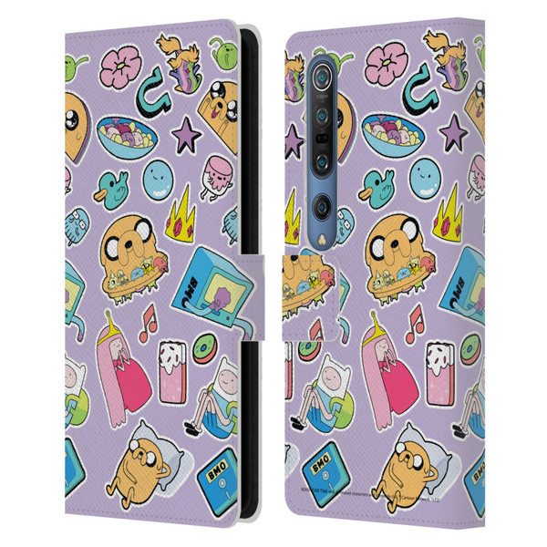 Adventure Time Graphics Icons Leather Book Wallet Case Cover For Xiaomi Mi 10 5G / Mi 10 Pro 5G