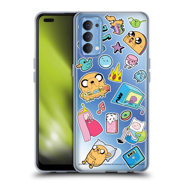 Adventure Time Graphics Icons Soft Gel Case for OPPO Reno 4 5G
