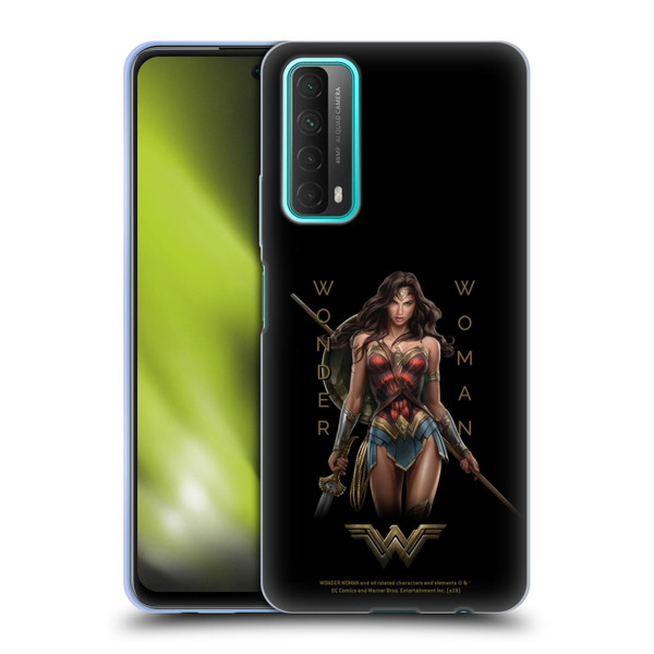 Wonder Woman Movie Character Art Typography Soft Gel Case for Huawei P Smart (2021)