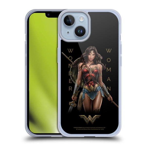 Wonder Woman Movie Character Art Typography Soft Gel Case for Apple iPhone 14