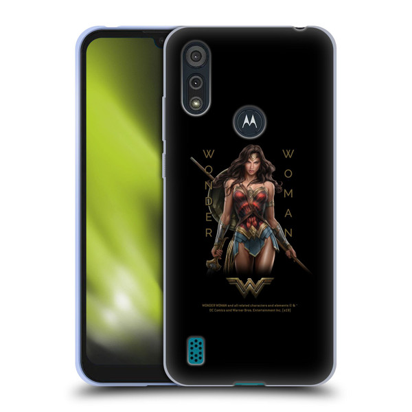 Wonder Woman Movie Character Art Typography Soft Gel Case for Motorola Moto E6s (2020)
