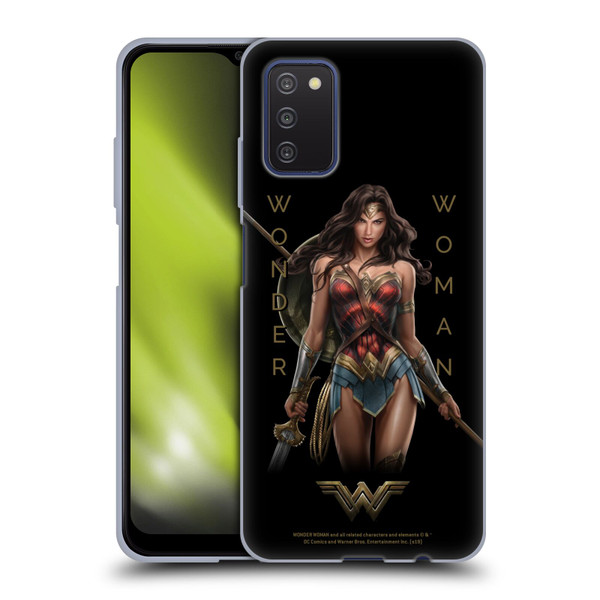 Wonder Woman Movie Character Art Typography Soft Gel Case for Samsung Galaxy A03s (2021)