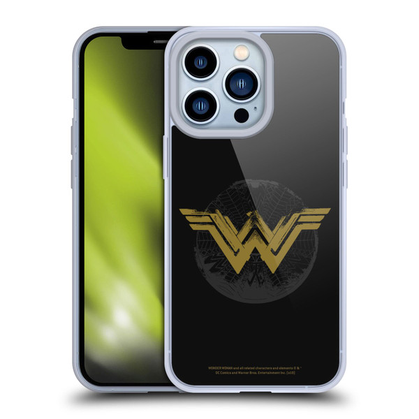 Wonder Woman Movie Logos Distressed Look Soft Gel Case for Apple iPhone 13 Pro