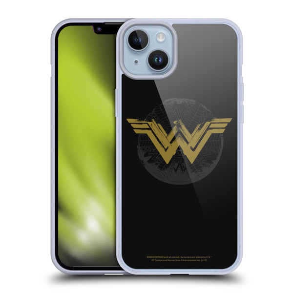 Wonder Woman Movie Logos Distressed Look Soft Gel Case for Apple iPhone 14 Plus
