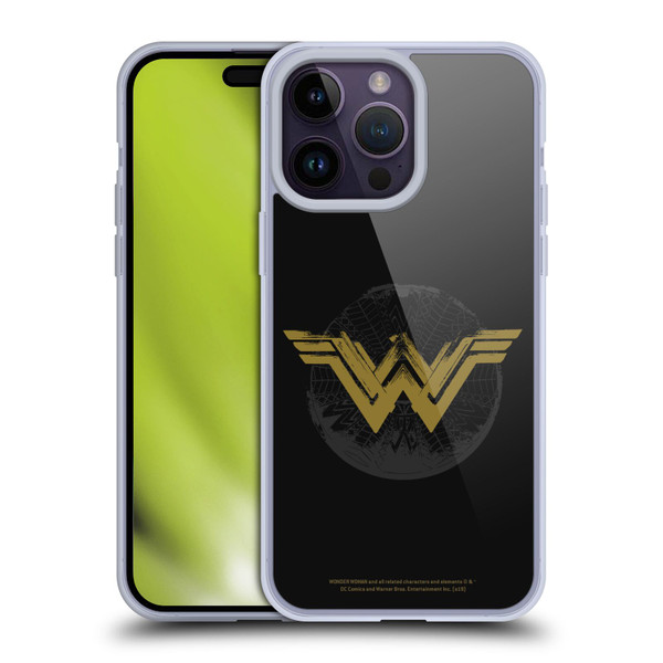 Wonder Woman Movie Logos Distressed Look Soft Gel Case for Apple iPhone 14 Pro Max