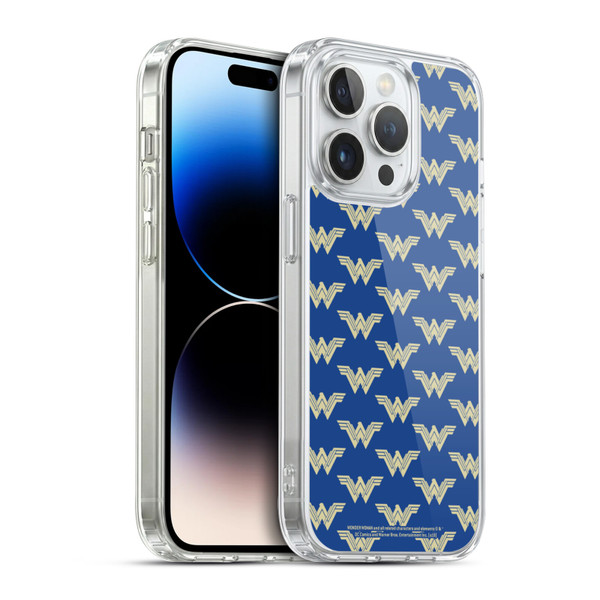 Wonder Woman Movie Logos Pattern Soft Gel Case for Apple iPhone 14 Pro & MagSafe