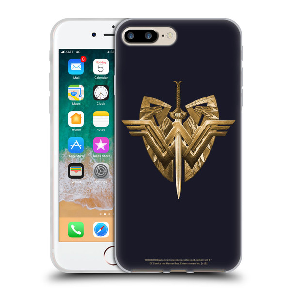 Wonder Woman Movie Logos Sword And Shield Soft Gel Case for Apple iPhone 7 Plus / iPhone 8 Plus