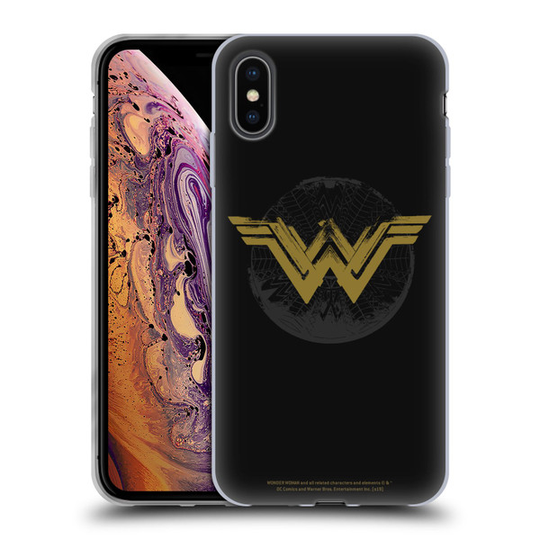 Wonder Woman Movie Logos Distressed Look Soft Gel Case for Apple iPhone XS Max