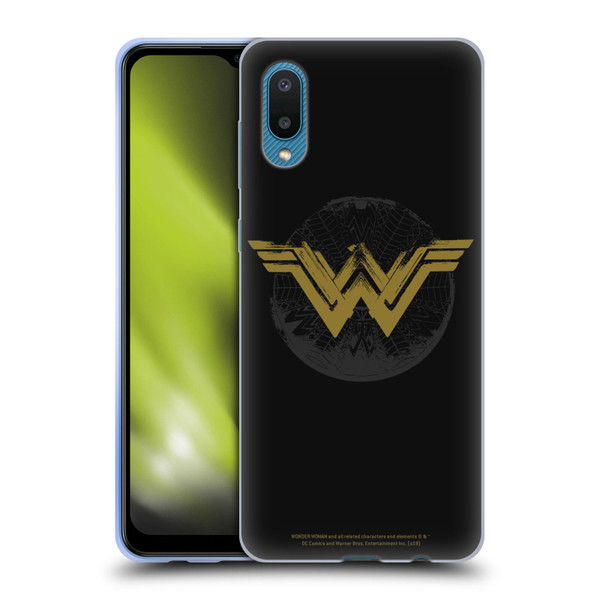 Wonder Woman Movie Logos Distressed Look Soft Gel Case for Samsung Galaxy A02/M02 (2021)