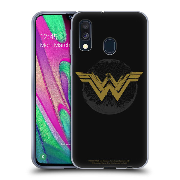 Wonder Woman Movie Logos Distressed Look Soft Gel Case for Samsung Galaxy A40 (2019)