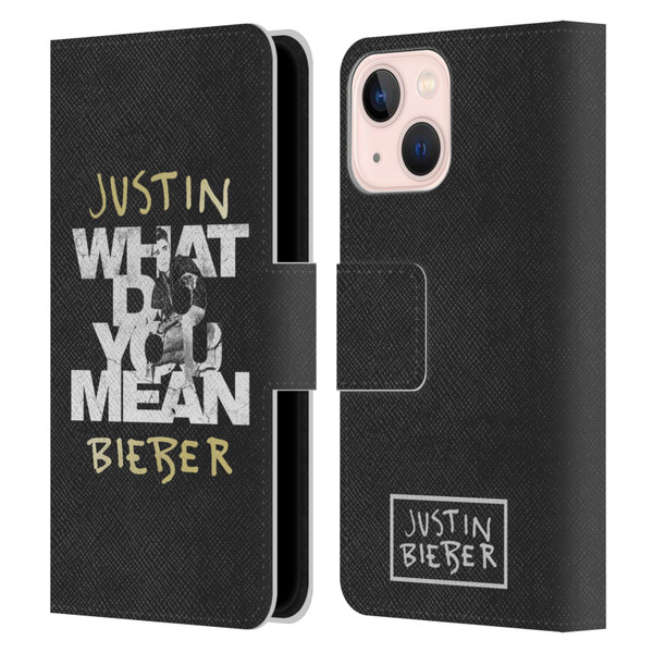 Justin Bieber Purpose B&w What Do You Mean Typography Leather Book Wallet Case Cover For Apple iPhone 13 Mini