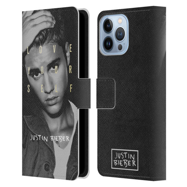 Justin Bieber Purpose B&w Love Yourself Leather Book Wallet Case Cover For Apple iPhone 13 Pro Max