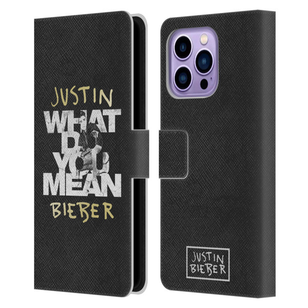 Justin Bieber Purpose B&w What Do You Mean Typography Leather Book Wallet Case Cover For Apple iPhone 14 Pro Max