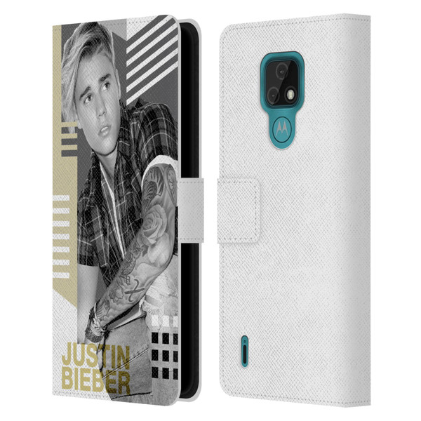 Justin Bieber Purpose B&w Calendar Geometric Collage Leather Book Wallet Case Cover For Motorola Moto E7