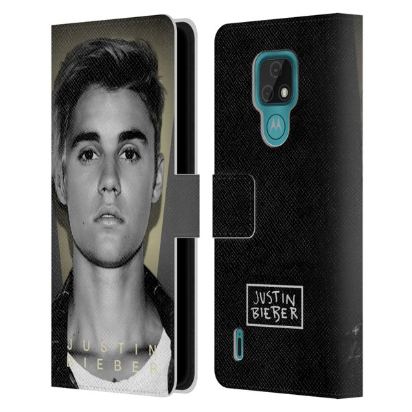 Justin Bieber Purpose B&w What Do You Mean Shot Leather Book Wallet Case Cover For Motorola Moto E7