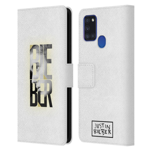 Justin Bieber Purpose B&w Mirror Calendar Text Leather Book Wallet Case Cover For Samsung Galaxy A21s (2020)