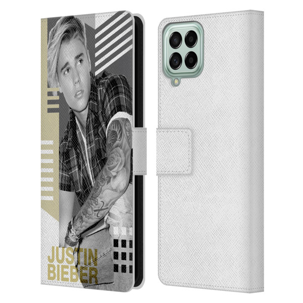 Justin Bieber Purpose B&w Calendar Geometric Collage Leather Book Wallet Case Cover For Samsung Galaxy M33 (2022)