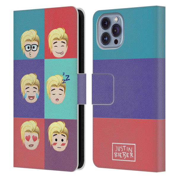 Justin Bieber Justmojis Cute Faces Leather Book Wallet Case Cover For Apple iPhone 14