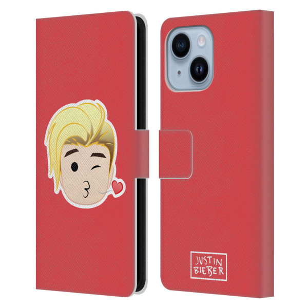 Justin Bieber Justmojis Kiss Leather Book Wallet Case Cover For Apple iPhone 14 Plus