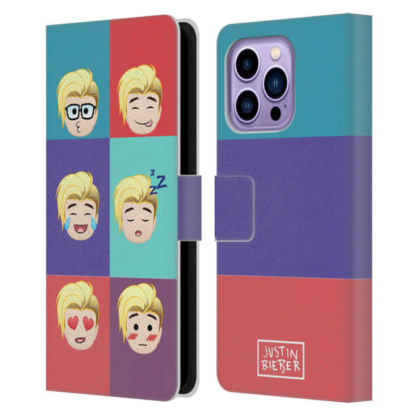 Justin Bieber Justmojis Cute Faces Leather Book Wallet Case Cover For Apple iPhone 14 Pro Max