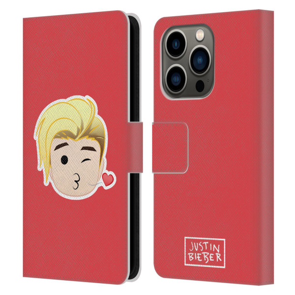 Justin Bieber Justmojis Kiss Leather Book Wallet Case Cover For Apple iPhone 14 Pro