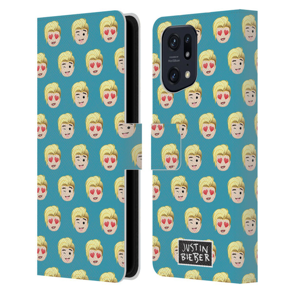 Justin Bieber Justmojis Patterns Leather Book Wallet Case Cover For OPPO Find X5
