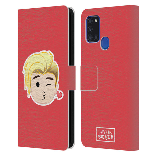 Justin Bieber Justmojis Kiss Leather Book Wallet Case Cover For Samsung Galaxy A21s (2020)