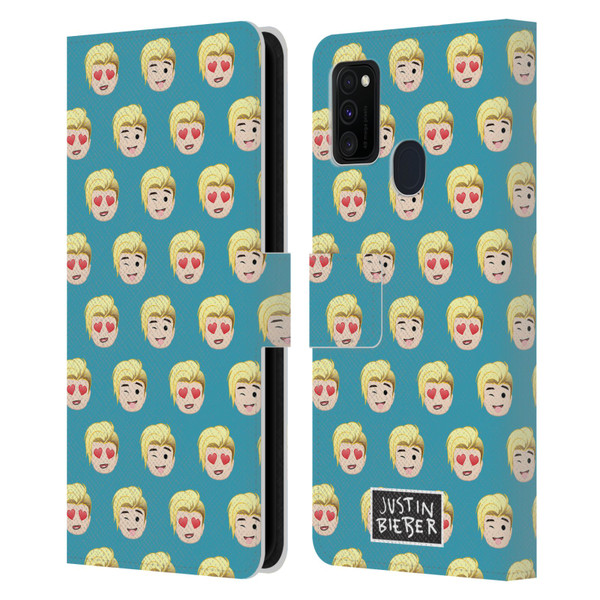Justin Bieber Justmojis Patterns Leather Book Wallet Case Cover For Samsung Galaxy M30s (2019)/M21 (2020)