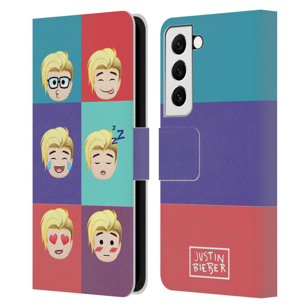 Justin Bieber Justmojis Cute Faces Leather Book Wallet Case Cover For Samsung Galaxy S22 5G