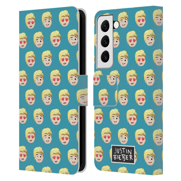 Justin Bieber Justmojis Patterns Leather Book Wallet Case Cover For Samsung Galaxy S22 5G