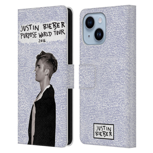 Justin Bieber Purpose World Tour 2016 Leather Book Wallet Case Cover For Apple iPhone 14 Plus