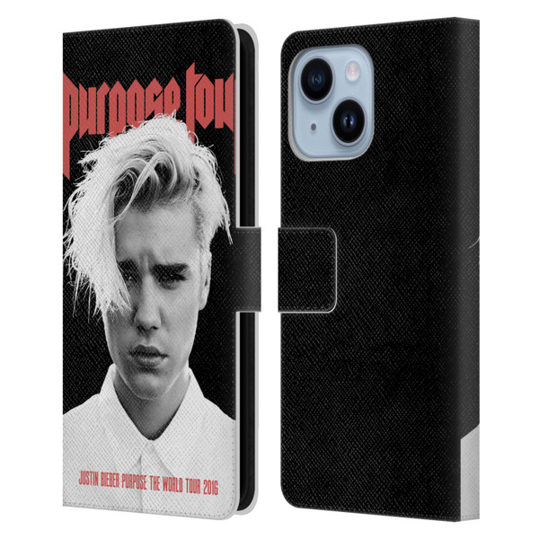 Justin Bieber Tour Merchandise Purpose Poster Leather Book Wallet Case Cover For Apple iPhone 14 Plus