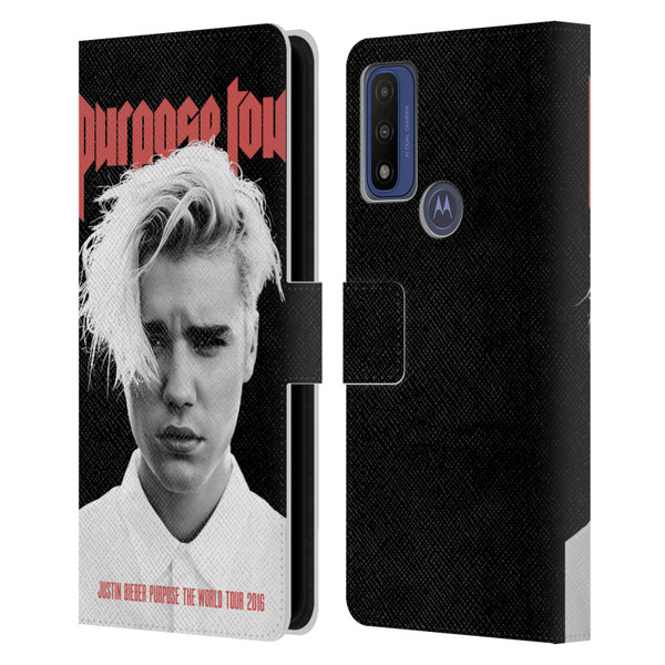 Justin Bieber Tour Merchandise Purpose Poster Leather Book Wallet Case Cover For Motorola G Pure