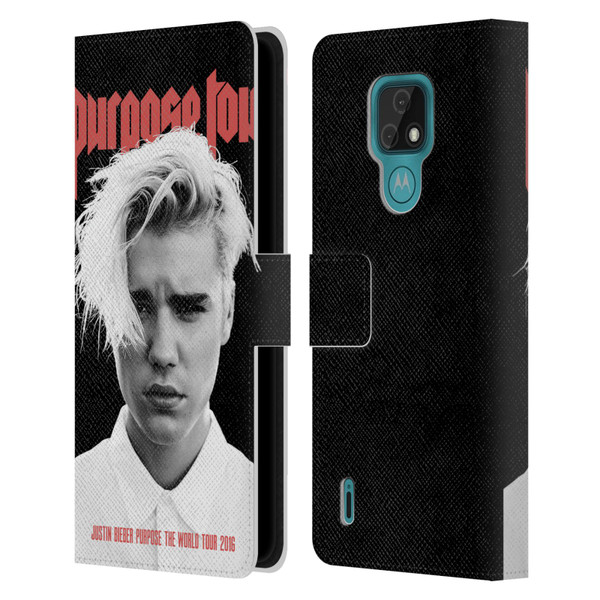 Justin Bieber Tour Merchandise Purpose Poster Leather Book Wallet Case Cover For Motorola Moto E7