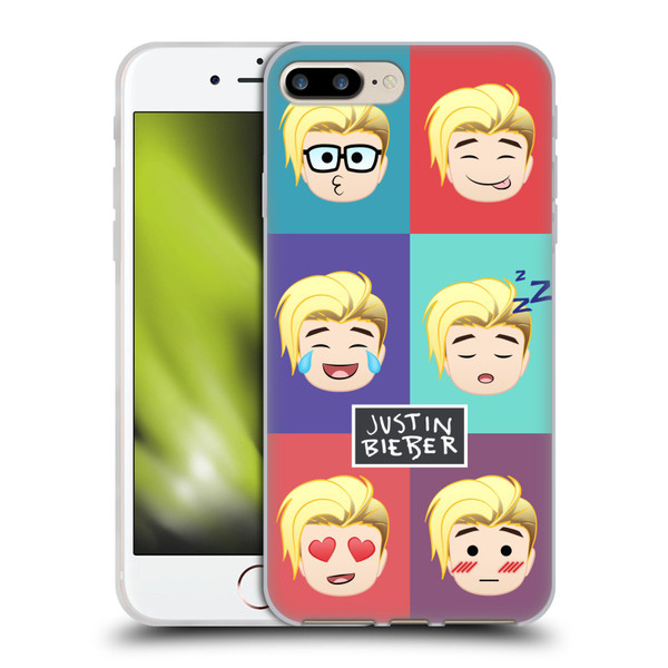 Justin Bieber Justmojis Cute Faces Soft Gel Case for Apple iPhone 7 Plus / iPhone 8 Plus