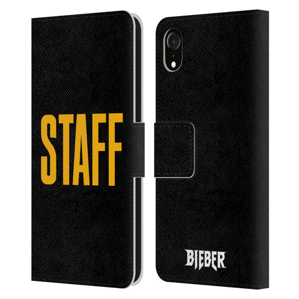 Justin Bieber Tour Merchandise Staff Leather Book Wallet Case Cover For Apple iPhone XR