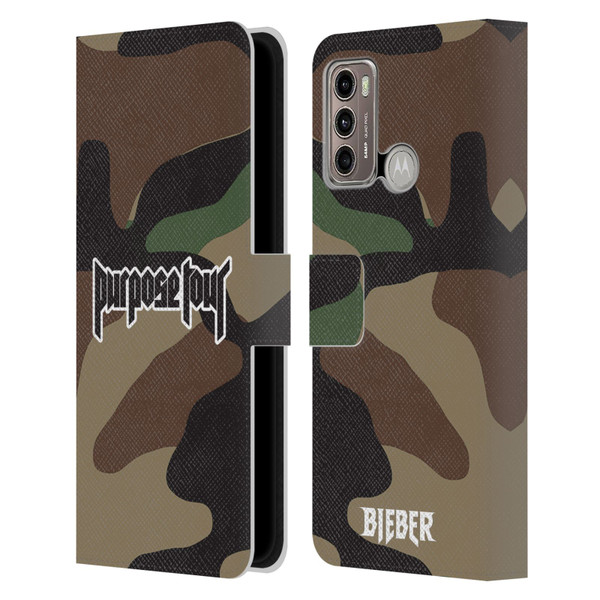 Justin Bieber Tour Merchandise Camouflage Leather Book Wallet Case Cover For Motorola Moto G60 / Moto G40 Fusion